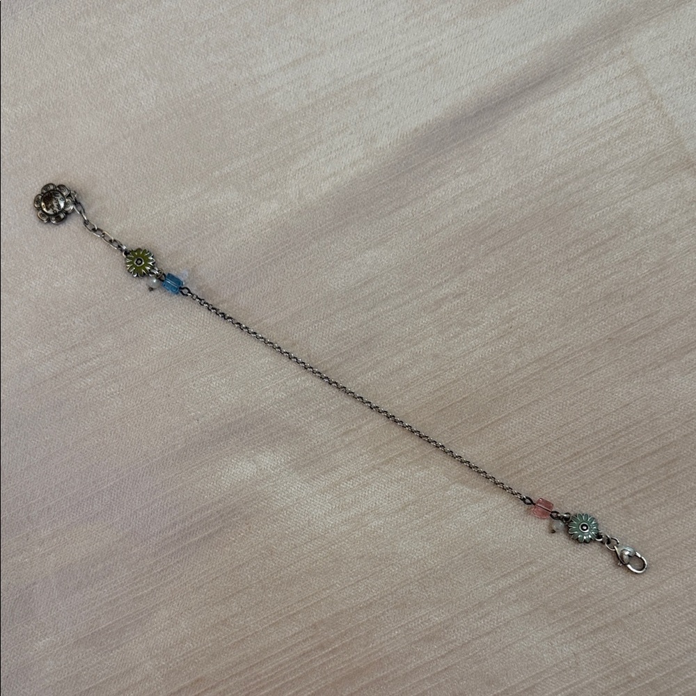Brighton Delicate Silver Chain anklet with Blue, Pink and blue Accents